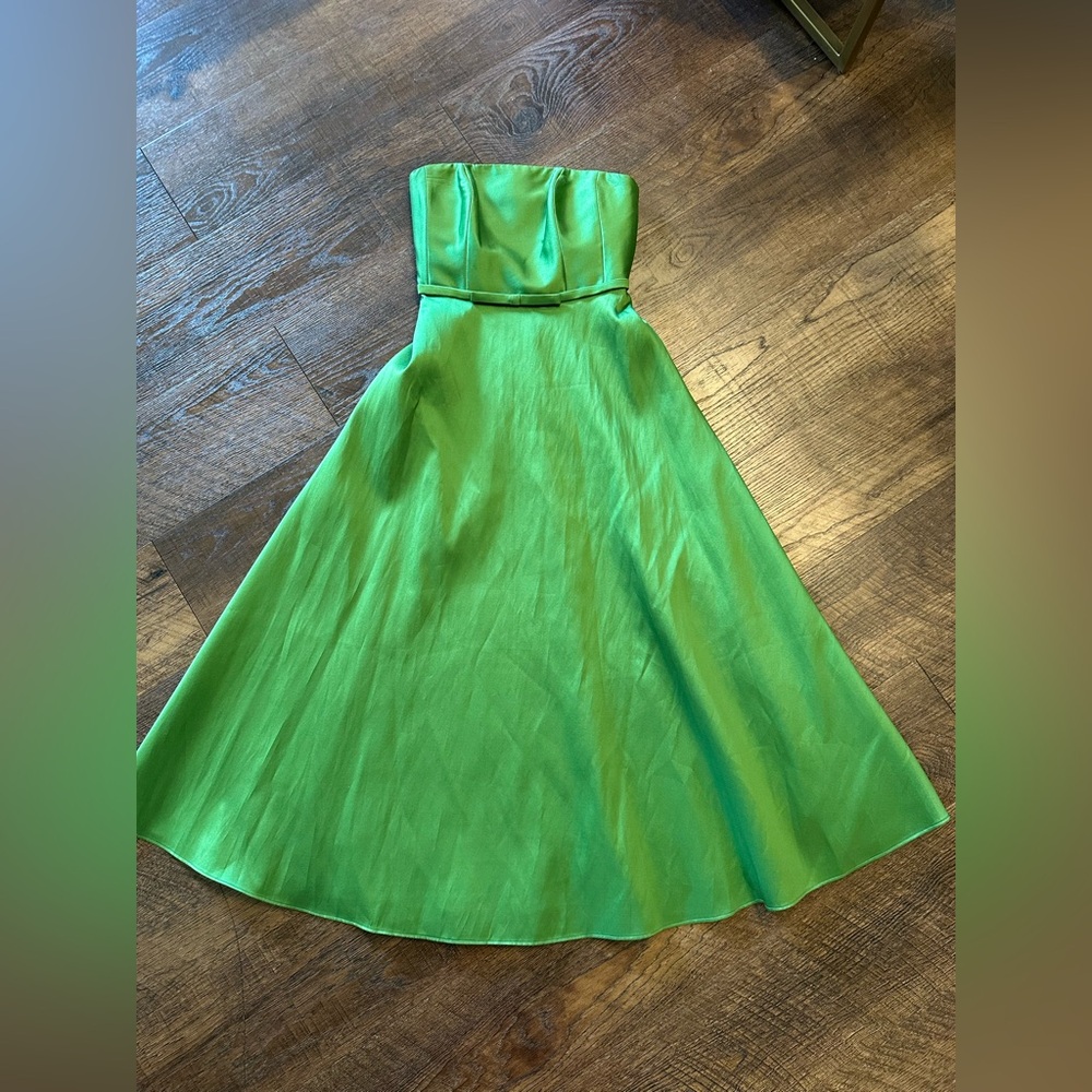 Sachin + Babi - Darian Bow-Detailed Strapless Green Cocktail Dress - Size 0 - Picture 5 of 10